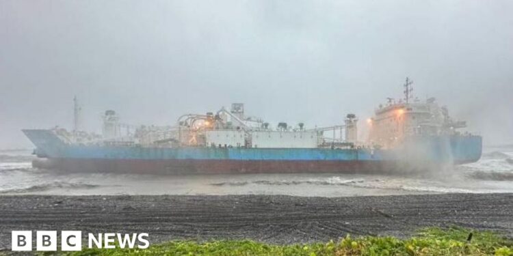 Ship with nine crew sinks off Taiwan as typhoon hits