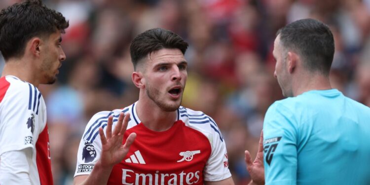 Mikel Arteta ‘amazed’ by Declan Rice’s controversial red card