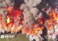 Drone footage shows huge fire engulfing Manila shanty town