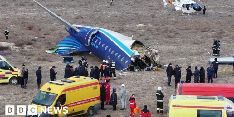 Azerbaijan says plane hit by ‘external interference’ over Russia before crash