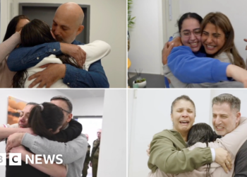 Four Israeli hostages released by Hamas during staged handover