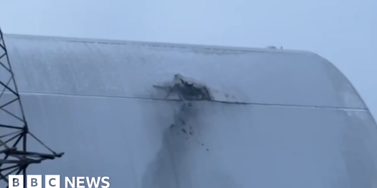 Chernobyl reactor shield hit by Russian drone, Ukraine says