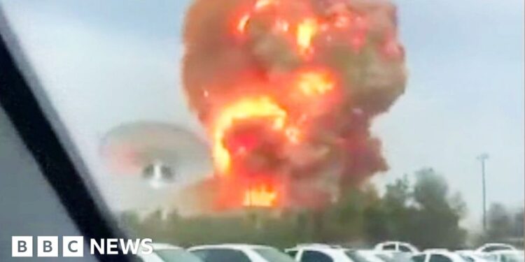 Moment driver sees huge blast rip through port