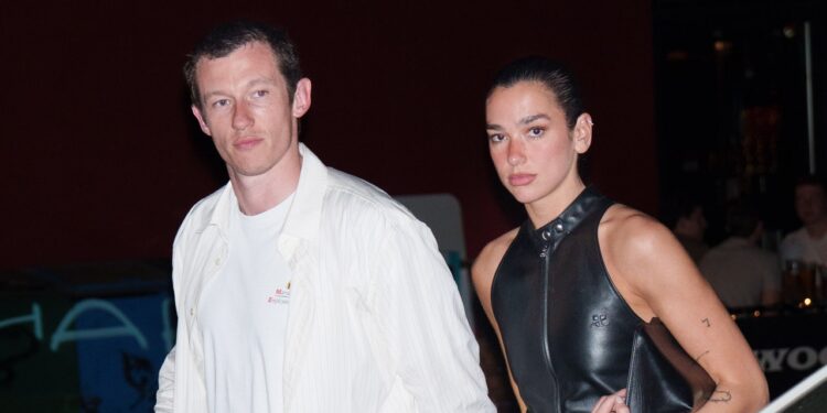 In Bright Whites and Leather, Dua Lipa and Callum Turner Do Polar Opposite Couple Style