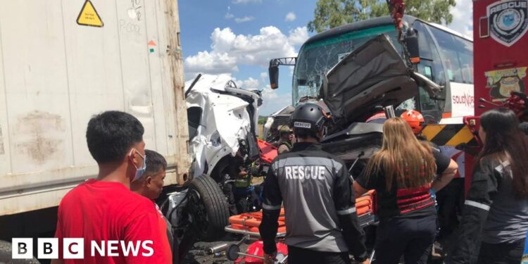 Ten dead, dozens injured, after bus accident in the Philippines