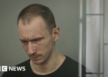 A Russian soldier takes the stand for an execution