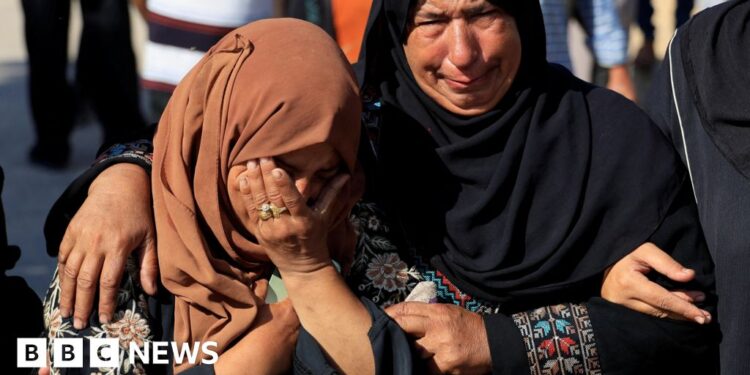 At least 27 Palestinians killed by Israeli fire near aid centre, Gaza authorities say