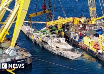 Sunken British superyacht raised from seabed