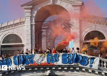 Jeff Bezos and Lauren Sanchez wedding leaves Venice divided