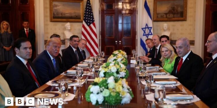 Trump upbeat on Gaza ceasefire talks as he hosts Netanyahu