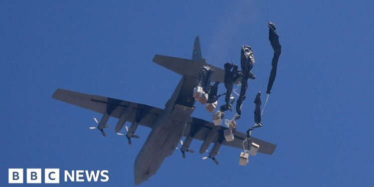 Jordan and UAE aid drops underway in Gaza during Israel’s ‘tactical pause’