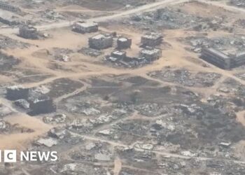 Journalist Bel Trew shares aerial video showing Gaza in ruins