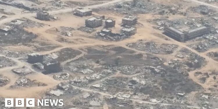 Journalist Bel Trew shares aerial video showing Gaza in ruins