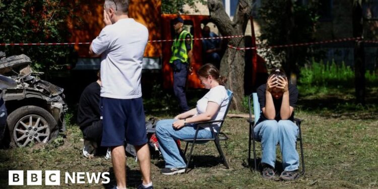 Zelensky demands sanctions after Russia strikes kill 33 in Kyiv