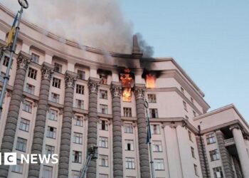Zelensky condemns ‘ruthless attack’ after Russia hits main government building in Kyiv