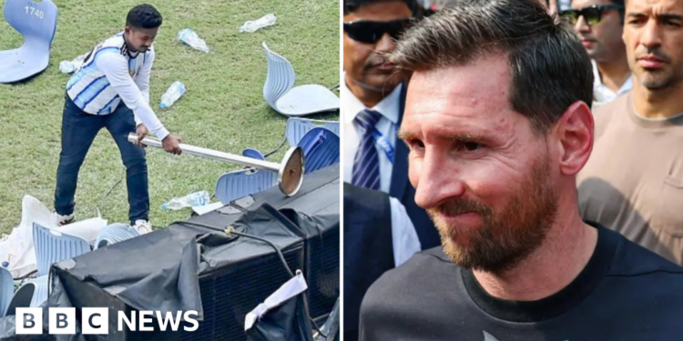 Anger at Lionel Messi ‘GOAT’ India tour as fans throw chairs and bottles at stadium event