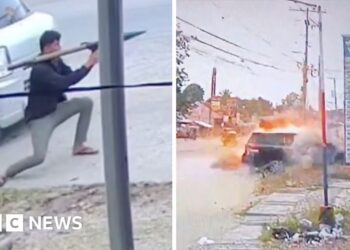 CCTV captures moment mayor’s car is hit by rocket in Philippines