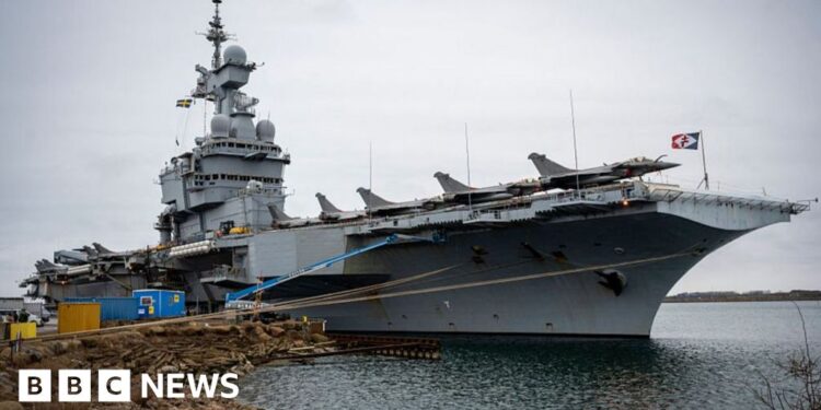 Drone jammed near French aircraft carrier was probably Russian, says Sweden