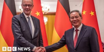 German chancellor lands in Beijing for inaugural China trip