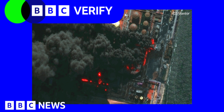 Huge fires at Russian oil facilities following Ukraine strikes, satellite images show