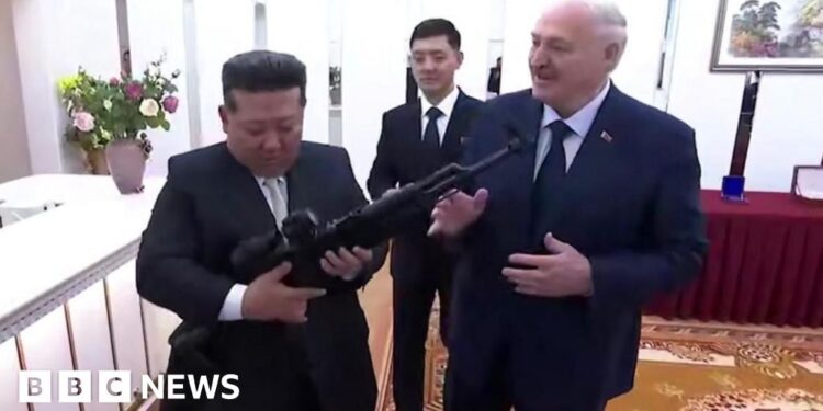 Belarus leader gifts rifle to North Korea's Kim as they sign friendship treaty