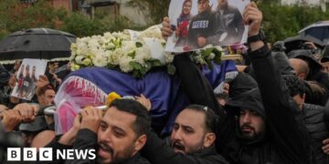 Hundreds in Beirut mourn journalists killed in Israeli strike