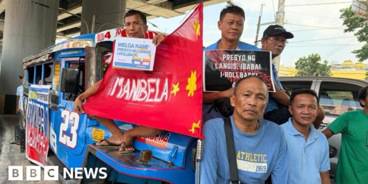 'We are being choked': Philippines transport workers strike over fuel costs