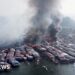 Drone footage shows huge Malaysian coastal village fire