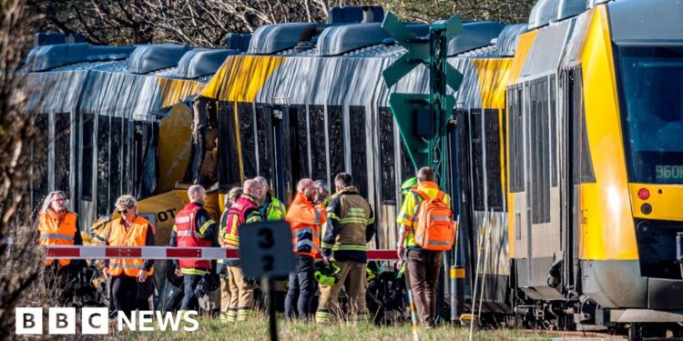 Two trains collide head-on in Denmark, leaving five critically hurt
