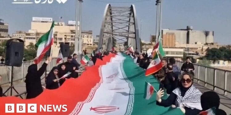 Iranians form human chains at bridges and power plants