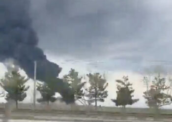 Smoke rises over Mashhad, Iran, following strike near airport