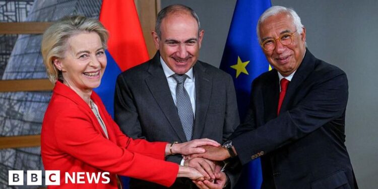 European leaders converge on Armenia as Russia looks on