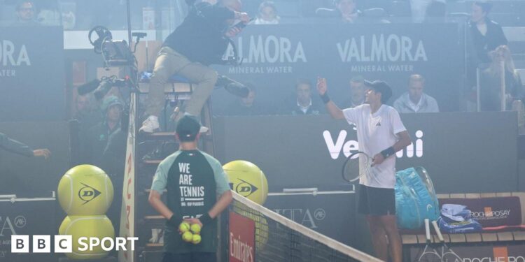 Italian Open match delayed by cup final fireworks